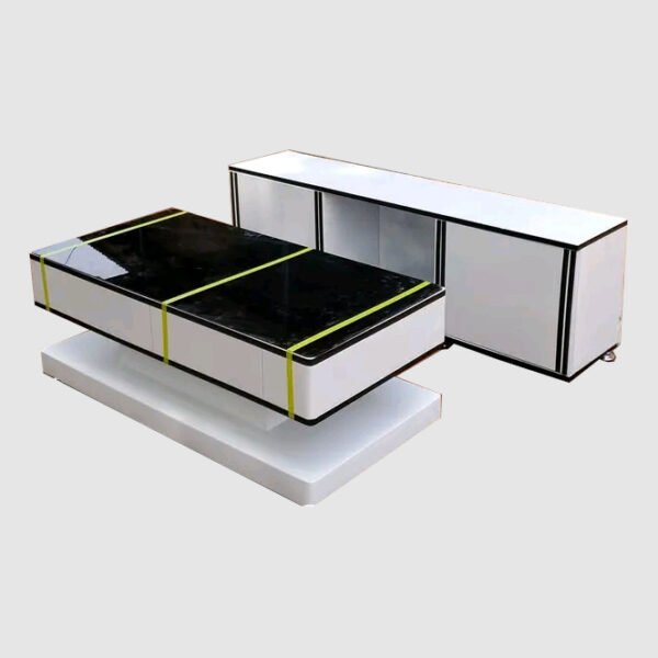 Set of Center Table and TV Stand -White