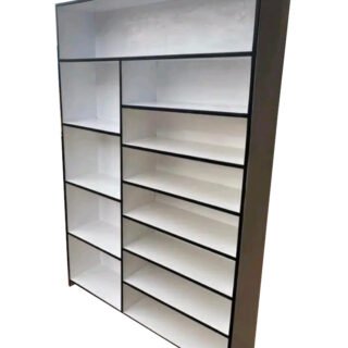 white shelves