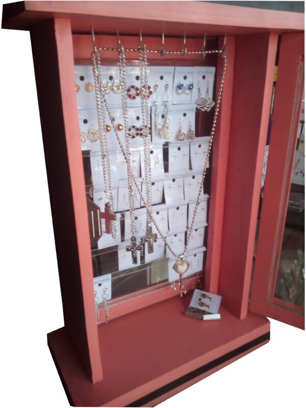 Elegant Wooden Earrings Display with Dual Doors - Image 3