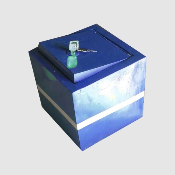 Stylish Blue Wooden Saving Box for Your Savings