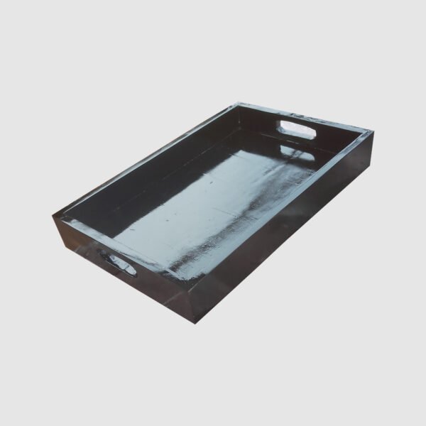 Versatile Wooden Black Tray: Perfect for Home and Business Use.