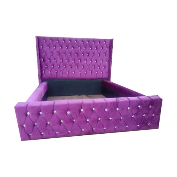 Luxurious Upholstered Purple Bed with Wooden Frame